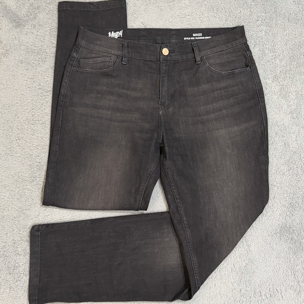 Mugsy Jeans Men 35x30 Black MAGS FLX4NKG Stretch Denim Straight Pants Stone Wash